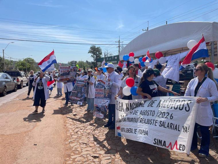 Huelga de médicos: anuncian cortes de ruta y concentración frente a hospitales Itapúa desde mañana