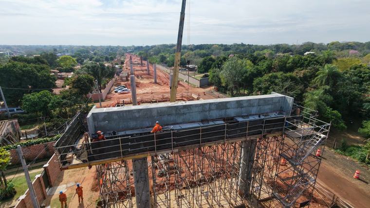 La autopista elevada de Luque alcanza sus primeros 100 pilotes instalados